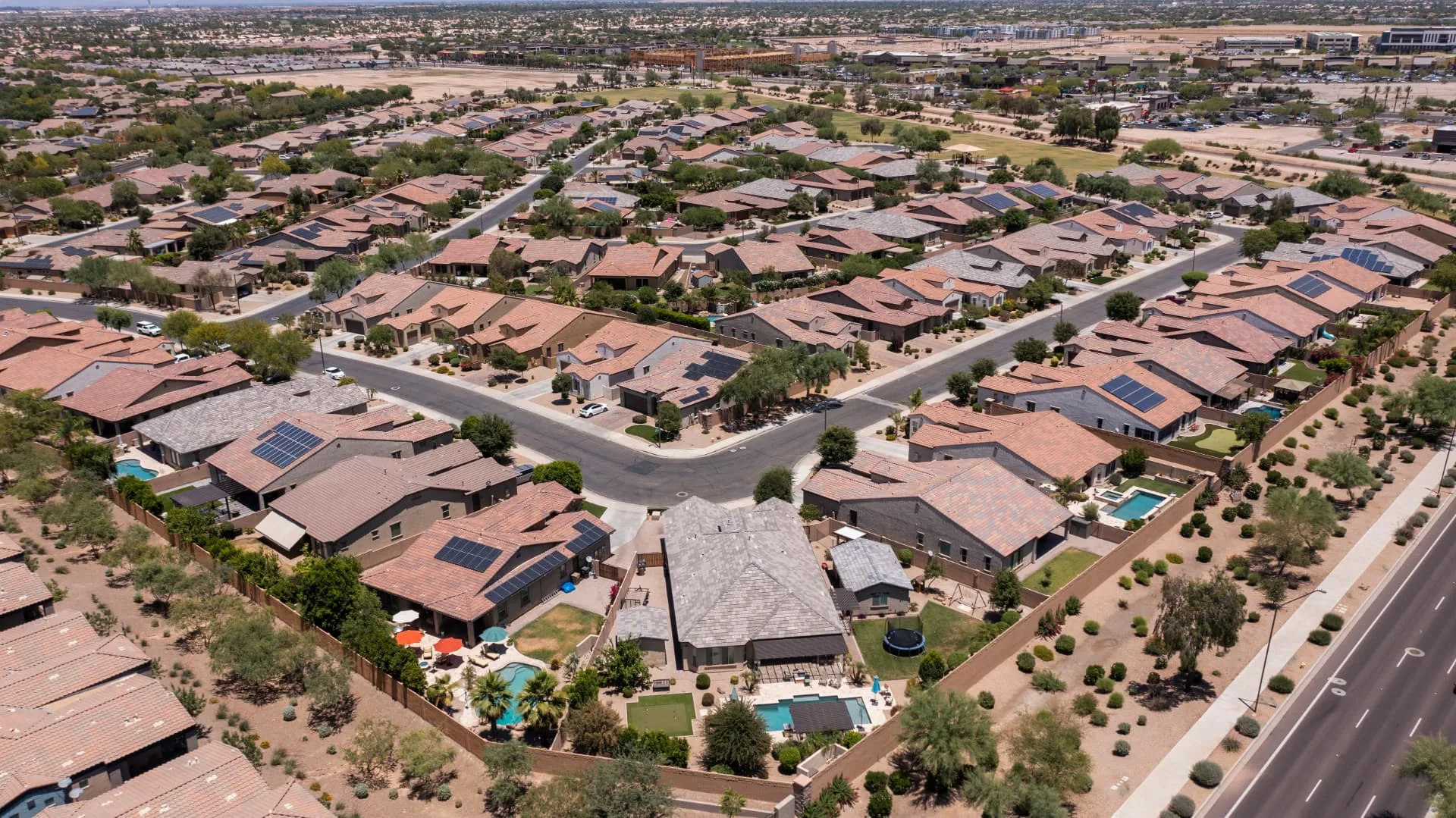 Aerial view of North Valley homes served by AZ Garage Door Pros in New River, AZ