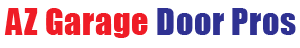 AZ Garage Door Pros LLC logo featuring bold red and blue text, representing a family-owned garage door service in North Phoenix.